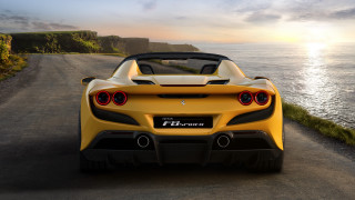 Yellow sports car ocean sunset 6 - f 8 aperture free wallpaper