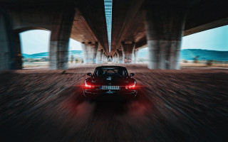 Car bridge red lights tiltshift - its light free wallpaper
