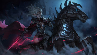 Woman horse sword demon fantasy - her hand and a demon free wallpaper for desktop