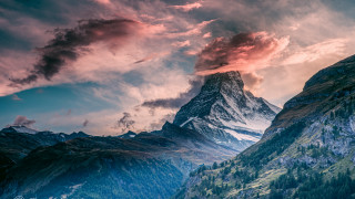 Mountain range pink red sky - a red sky free wallpaper for desktop