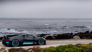 Black blue sportscar ocean road - the side of the road free wallpaper for desktop