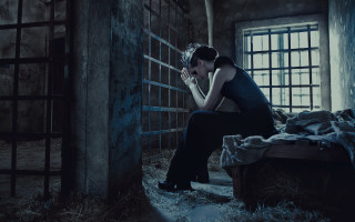 Gothic cinematic portrait eastasian architecture - a bench in a room free wallpaper