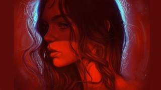 Woman longhair redbackground blueandredlights portrait - stanley artgerm lau free wallpaper