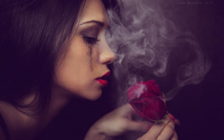 Woman rose cigarette neo romanticism - a rose free wallpaper for desktop