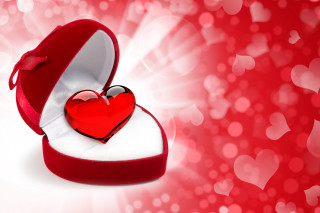 Red heart box bow background - box free wallpaper