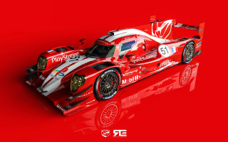Red racecar white stripe cedric - concept design free wallpaper
