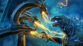 Godzilla storm fight lightning bird - donato giancola free wallpaper