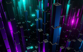 Colorful abstract purple green squares - beeple free wallpaper