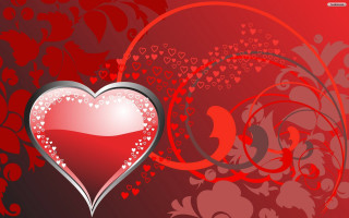 Red heart silver border background - silver free wallpaper