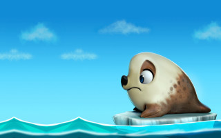 Sad seal iceberg ocean clouds - a sad face free wallpaper