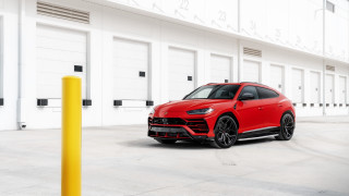 Red lamb suv building yellow - realistic free wallpaper for desktop