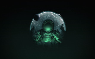 Astronaut holding green light planet - a man in a space suit holding free wallpaper