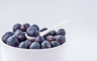 White bowl blueberries white spoon - a white bowl free wallpaper for desktop
