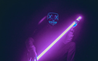 Light saber skull neon cyberpunk - a skull free wallpaper