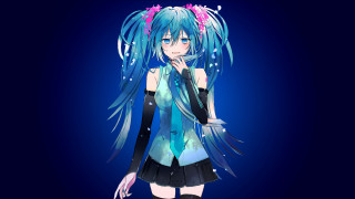Anime girl blue hair flower - blue hair free wallpaper for desktop