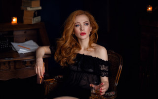 Romantic woman wine typewriter blonde - leesha hannigan free wallpaper for desktop