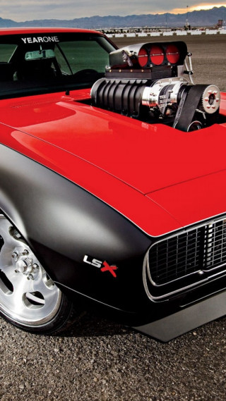 Red black car large engine - car free wallpaper for mobile
