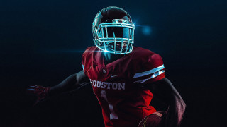 Football player red neon glowing - a red uniform free wallpaper