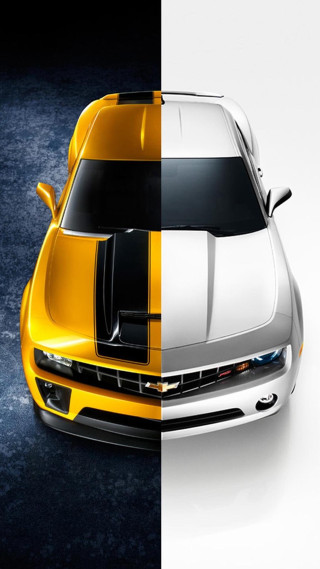 Yellow white car starry sky - car free wallpaper for mobile