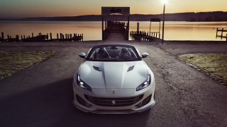 White sports car sunset dock - a white sports car free wallpaper for desktop