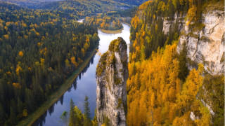 River mountains bridge autumn fire - arkhip kuindzhi free wallpaper
