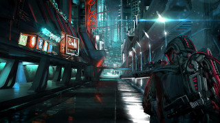 Futuristic city robot neon night - craig mullins free wallpaper