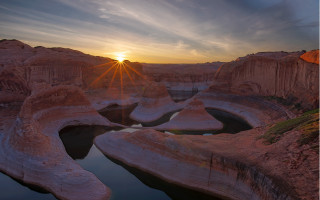 Sunset canyon river rock formation - incoherent free wallpaper