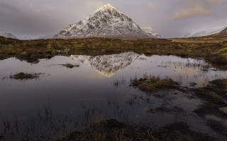 Mountain reflection pond grassy nature - david paton free wallpaper