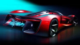 Red sports car blue light - cgstudio free wallpaper