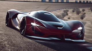 Red black car driving road - car free wallpaper