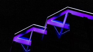 Purple chair neon city moon - futurism free wallpaper
