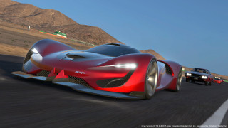 Red black car driving mountain - car free wallpaper for desktop