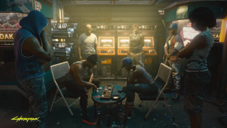 Group of people table cyberpunk - item free wallpaper