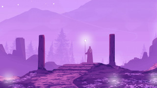 Purple landscape person mountain sunset - the horizon free wallpaper for desktop