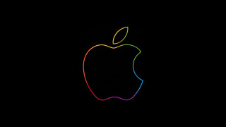 Black background rainbow apple holography - beeple free wallpaper