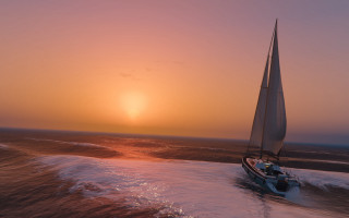 Sailboat ocean sunset horizon beach - in gta v free wallpaper