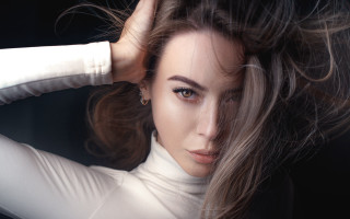 Woman blowing hair portrait elina - her eye free wallpaper for desktop