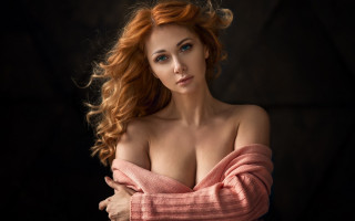 Elina karimova red hair pink - over her shoulder free wallpaper
