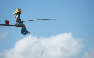 Fisherman pole fishing water blue - bill traylor free wallpaper