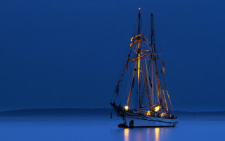 Sailboat night reflection dreamlike sky - dreamlike free wallpaper