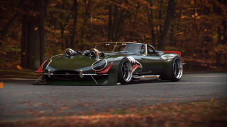 Green cobra sports car forest - a green sports car free wallpaper for desktop