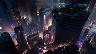 Futuristic city night skyscraper cyberpunk - cyberpunk city free wallpaper for desktop