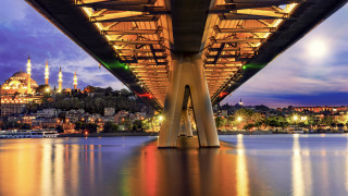 Bridge city night lights reflection 3 - a bridge over a body of water free wallpaper for desktop