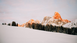 Snowy mountain trees sunset clouds - caspar wolf free wallpaper for desktop