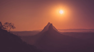 Mountain sunset tree moon cloud - a few leaf free wallpaper for desktop