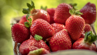 Strawberries basket blurry background impressionism - a basket of strawberries free wallpaper