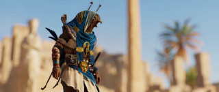 Egyptian warrior statue desert palm - insane detail free wallpaper
