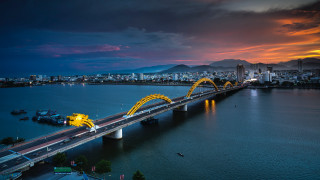 Bridge yellow dragon river city - phuoc quan free wallpaper