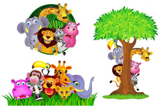 Animals grass tree giraffe group - a giraffe free wallpaper