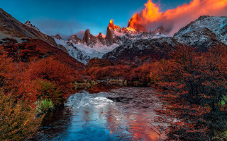 Mountain river sunset clouds autumn - art brenner free wallpaper for desktop